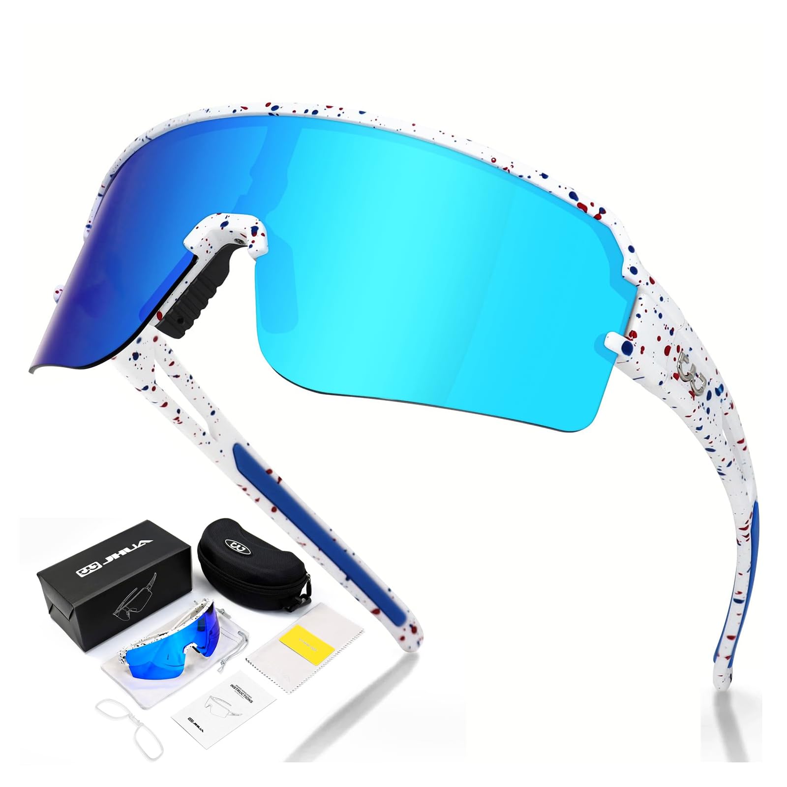FMY Polarised Cycling Glasses, UV400 Sports Sunglasses for Men Women, Ideal for Running Fishing Baseball Outdoor Sports