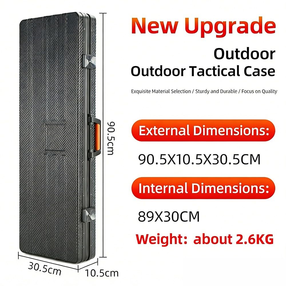 Valigetta Porta Armi Tattica 80/90/100/120 cm in ABS, Custodia Dura con Chiusura di Sicurezza, Interno Imbottito Antiurto per Fucili, Attrezzature da Pesca
