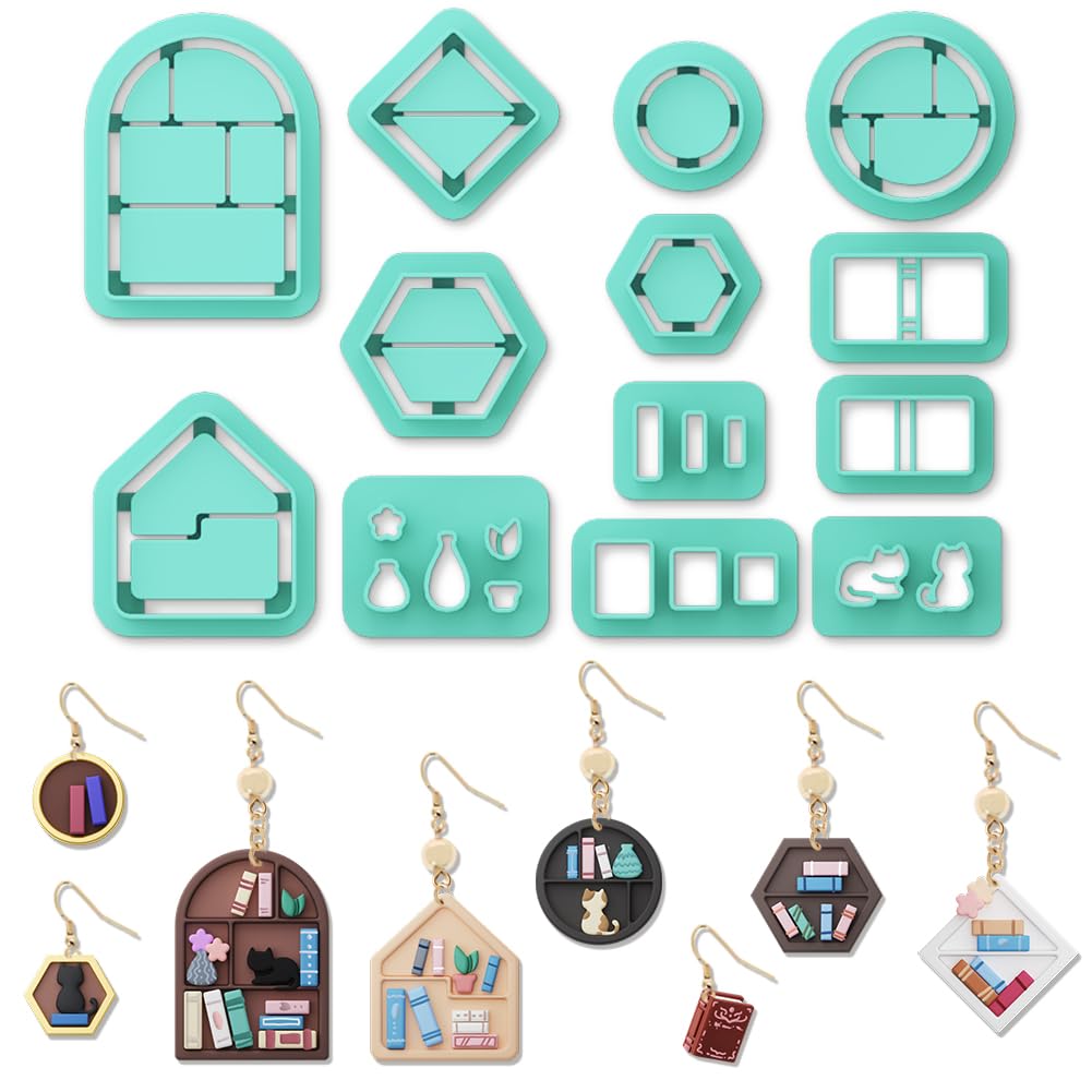 ORIGACH 13 Pcs Mini Bookshelf Polymer Clay Cutters