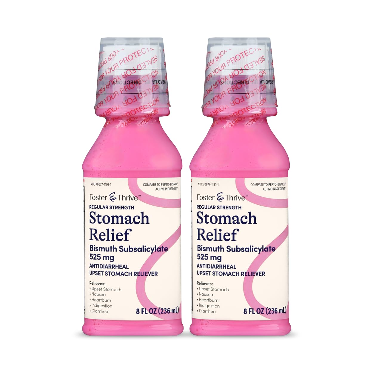 Stomach Relief Liquid for Nausea, Heartburn, Indigestion, Upset Stomach, Diarrhea - Fast Relief for 5 Symptoms, Antidiarrheal, Bismuth Subsalicylate 525 mg, Original, 8 oz (Pack of 2)