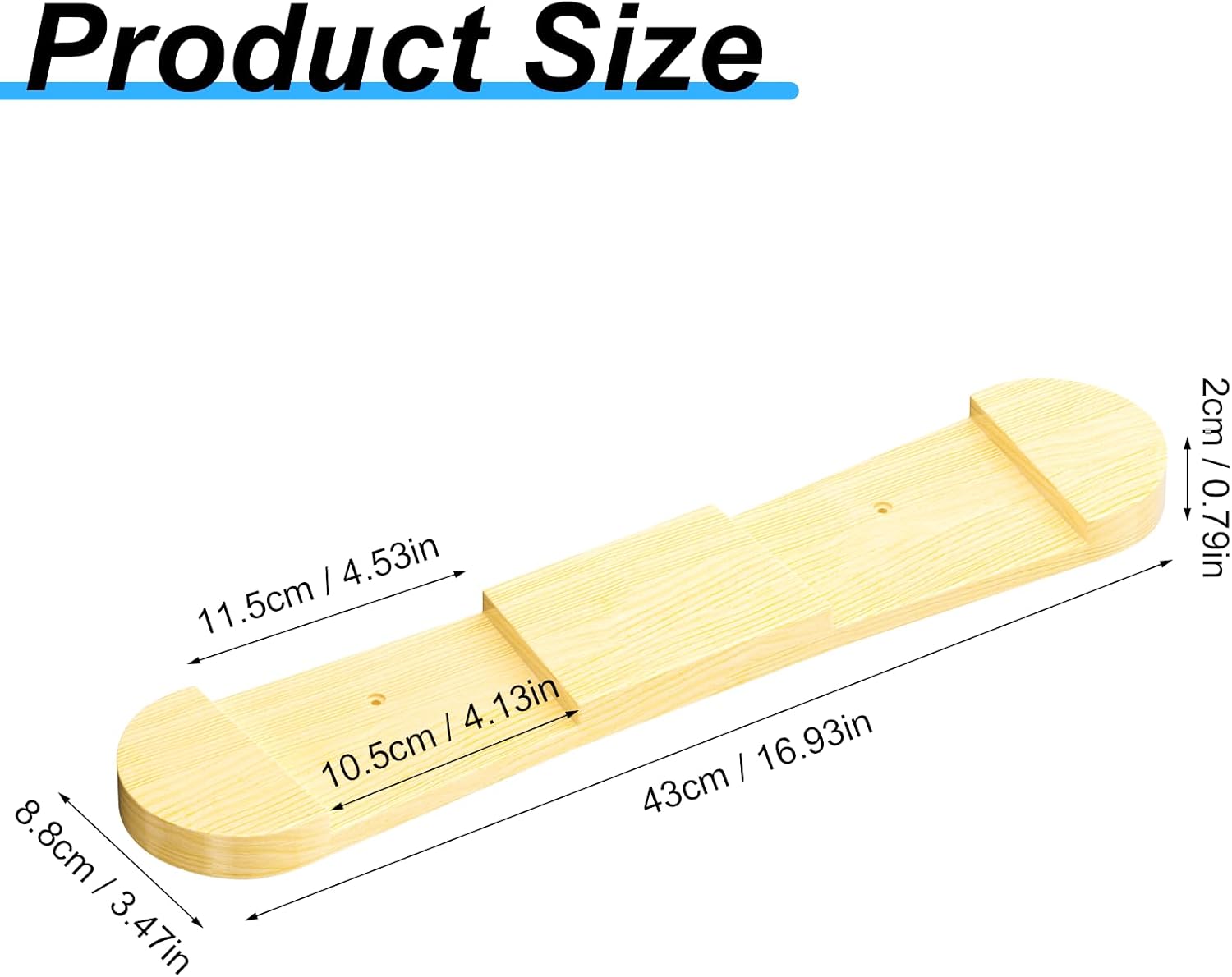 Wooden Ski & Snowboard Wall Mount Horizontal, Skateboard Wall Rack with Screws, Snowboard Display Stand, Indoor Snowboard Storage for Room, Garage (2, wood)