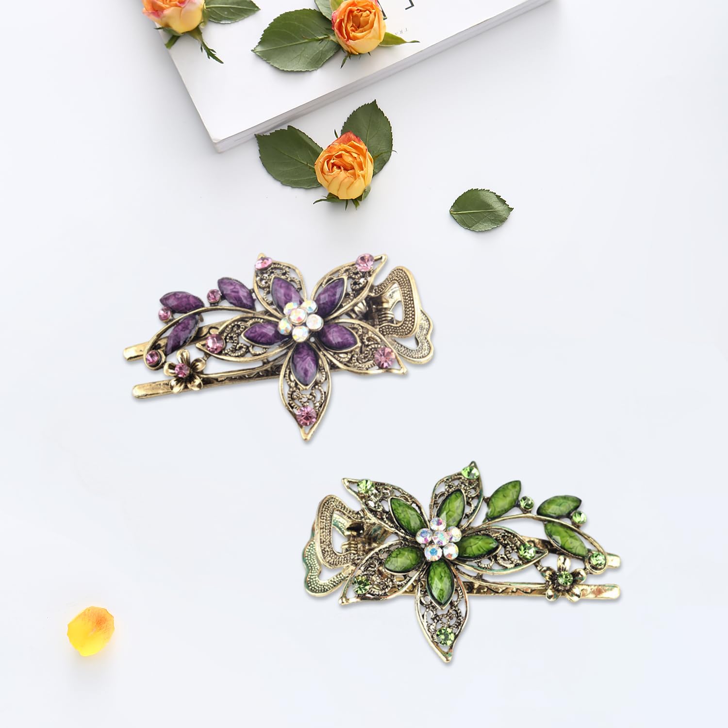 2 Pieces Floral Style Hair Clips, Ele Hair Clips for Women Retro Metal Hair Clips, Hair Decoration, Creative Hair Accessories - Image 3