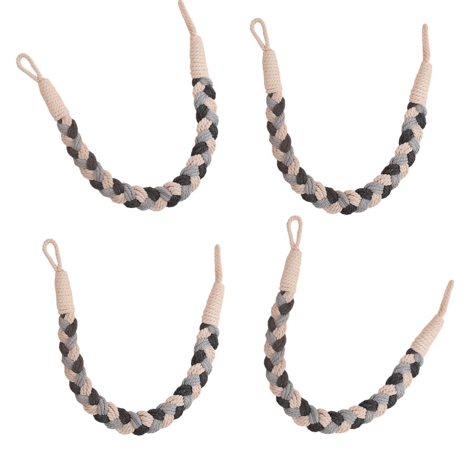 Pangboer A Bedroom Curtain Drape Tiebacks Set Of 4, Braided Textile Rope Holdbacks With Wraparound Design For Living Room Panels Curtain Tie Rope Drapery Holdbacks Wraparound Panel Ties Home Decor Indoor Drape