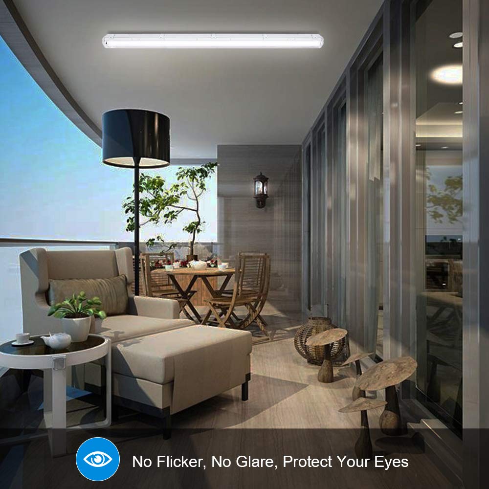 Daromigo - Lampada da soffitto a LED per ambienti umidi, 120 cm, 18 W, 1800 LM, luce bianca neutra, 4500 K, tubi T8, IP65 impermeabile, lampada per ambienti umidi, ideale per garage, cantina, ufficio