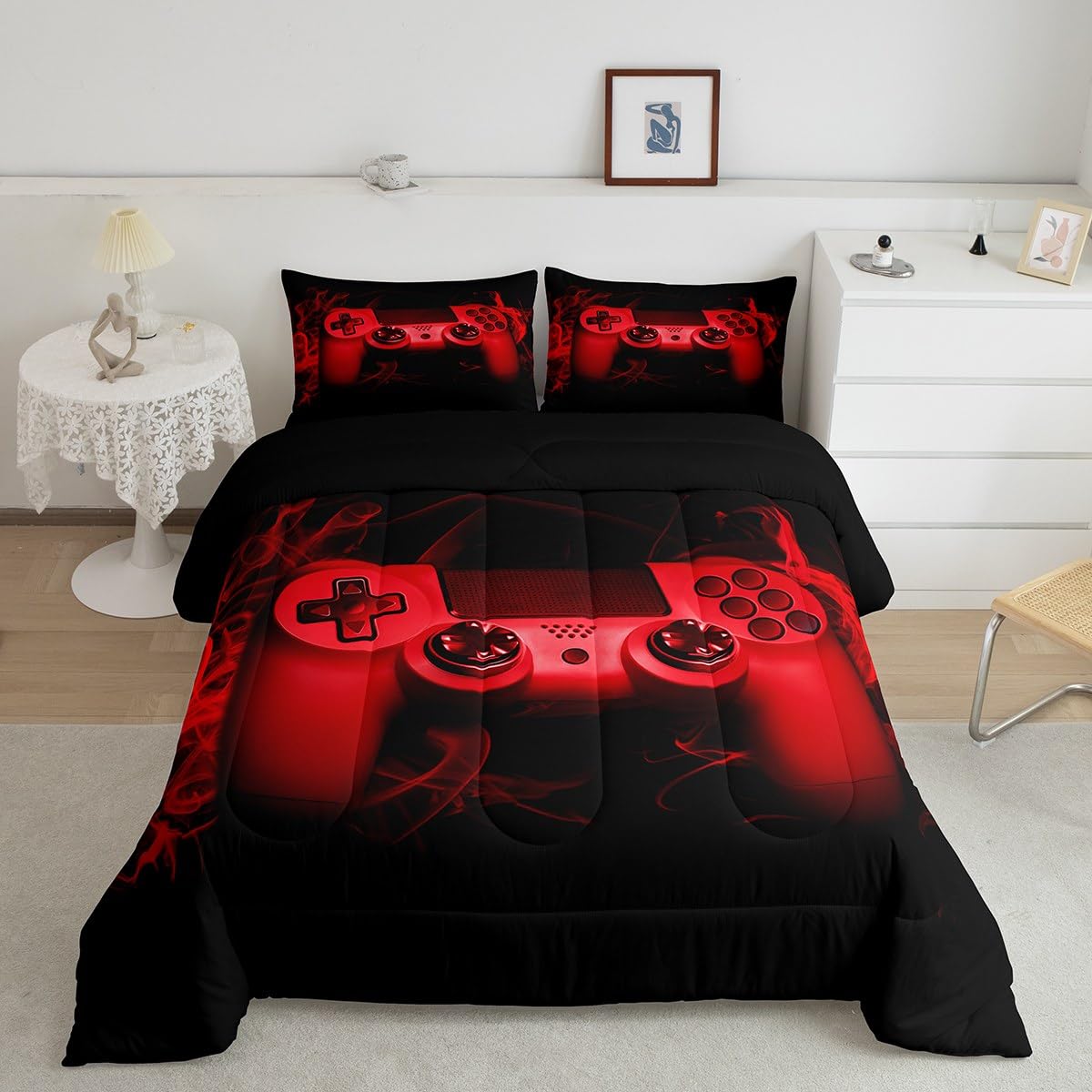 Feelyou Gamer Comforter Set Full Size Boys Gaming Bedding for Kids Teens 3 Pcs