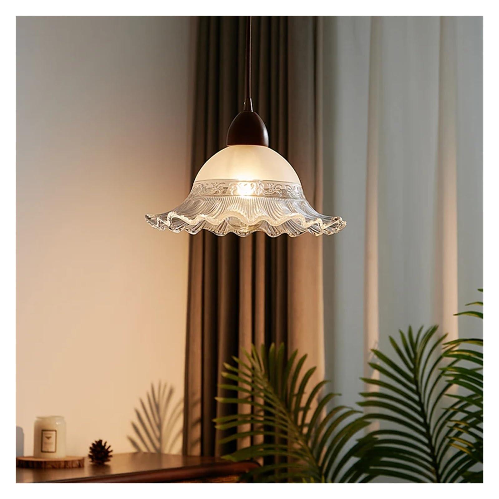 Lámparas Colgantes LED de Vidrio y Madera Estilo Nórdico 1