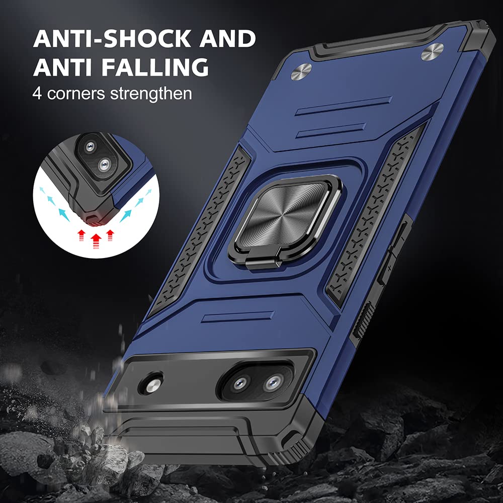 Cover Google Pixel 6A Con Supporto Anello: Custodia Morbida TPU Antiurto Blu - 2