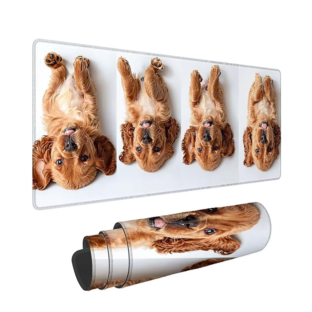 Podkładka pod mysz do gier XXL - 1400x600x3mm - Duża antypoślizgowa podkładka pod klawiaturę dla psa z przeszytymi krawędziami, zwierzęta duża podkładka pod mysz do gier do biura i domu, poprawia