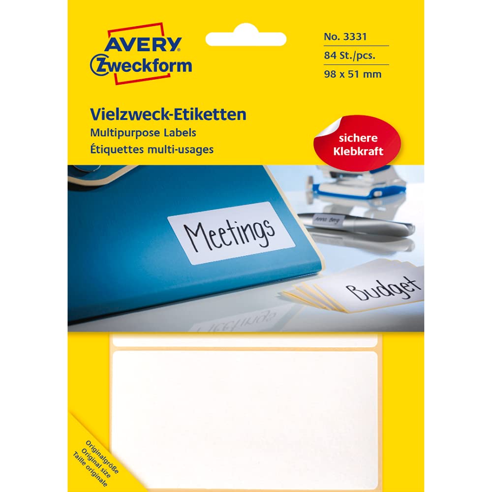 Avery Zweckform3331 Multipurpose Labels 98 x 51 mm Pack of 84