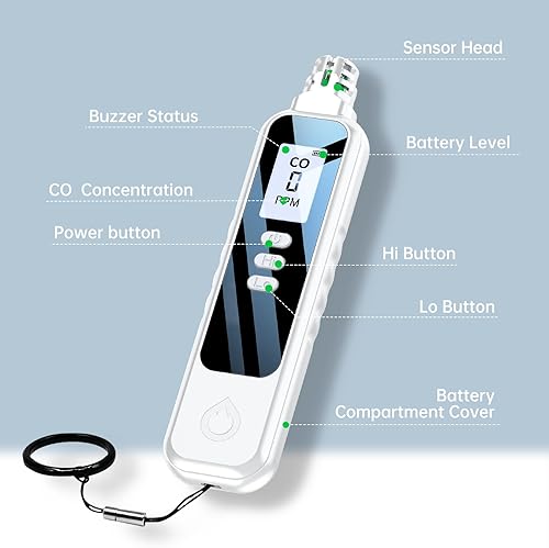 Miniatura 2 de Mini detectores de monóxido de carbono, rango 0-999PPM, detector de CO portátil de mano con pantalla LCD retroiluminada, sensor de alta precisión