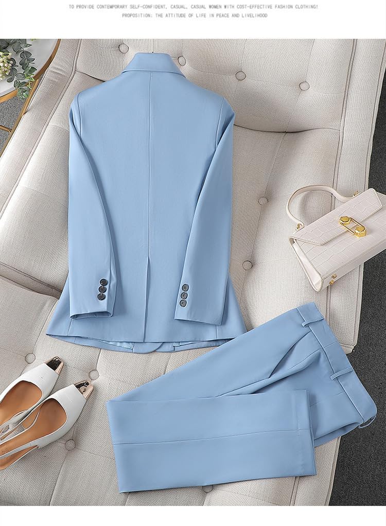 Ulnomio Donna Due Pezzi Vestito Notch Risvolto One Button Business Lavoro Giacca Pantaloni Set