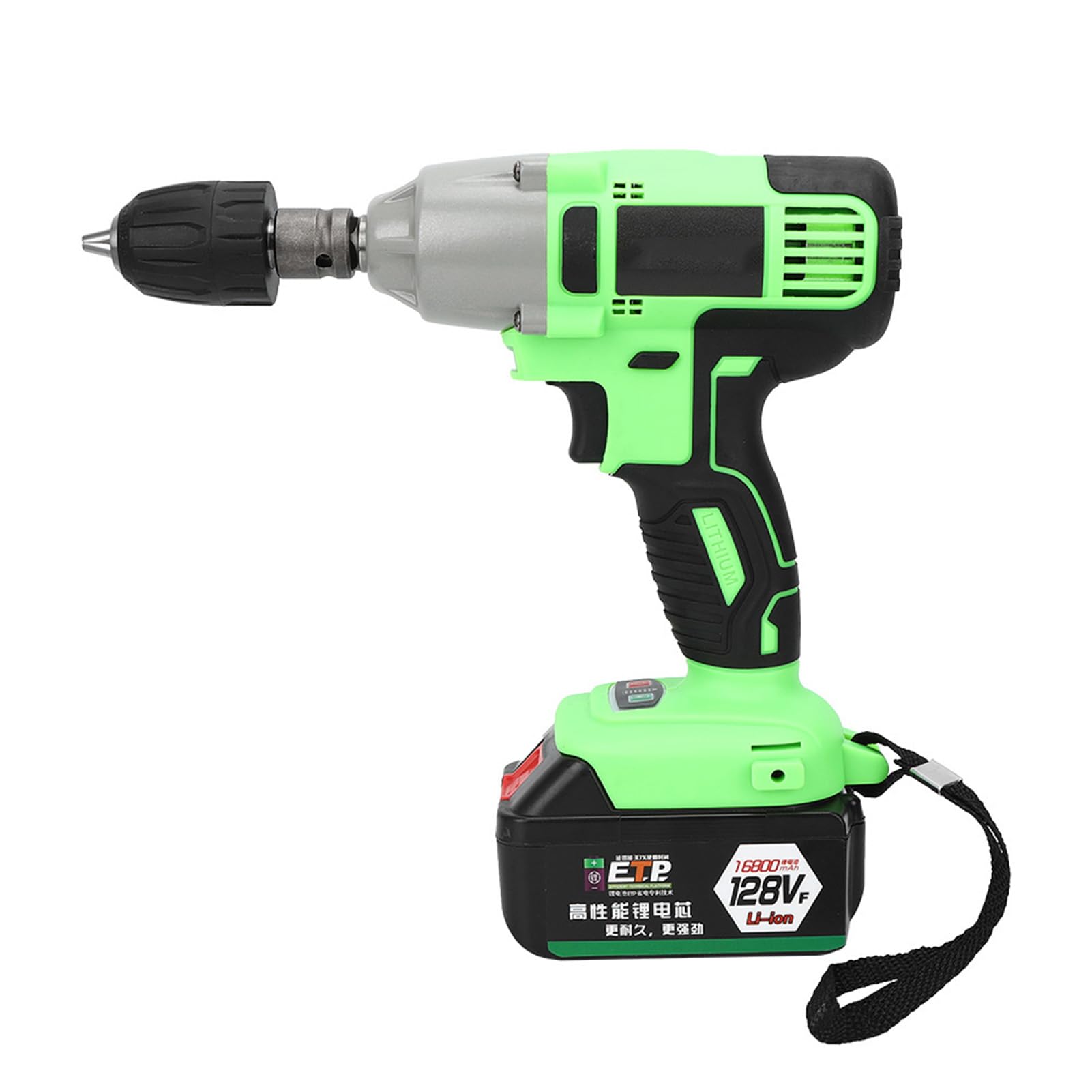 Walfront 128Vf Brushless Electric Wrench Electric Drill Screwdriver Power Tool Rechargeable with 2Pcs Battery 1Pc Charger US Plug