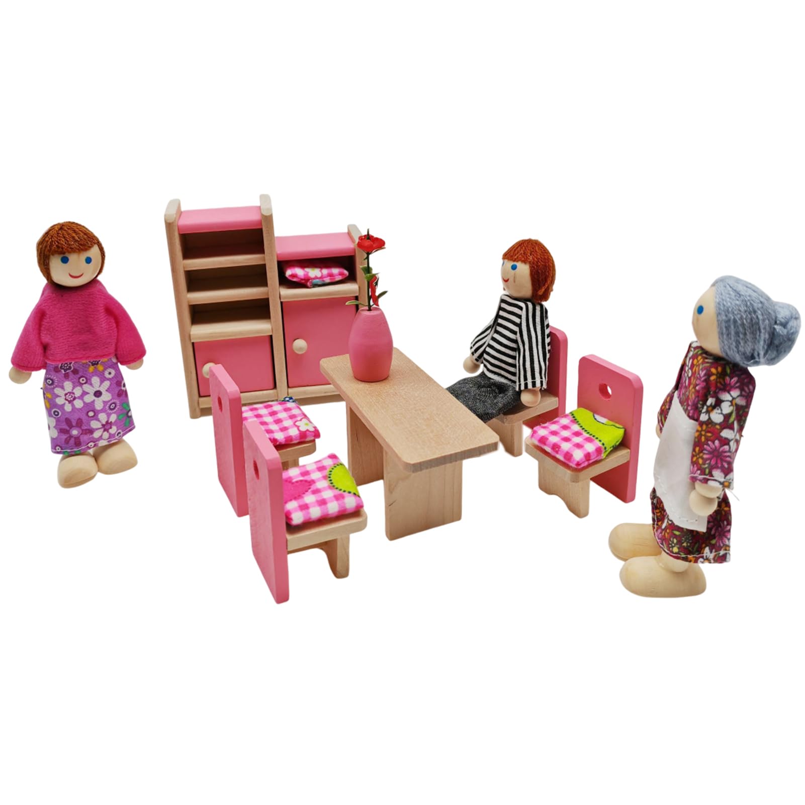 Wooden Doll House Furniture Doll House Building Blocks Mini Dollhouse for Kids Childs Gifts Family Doll House (Restaurant) - Image 2