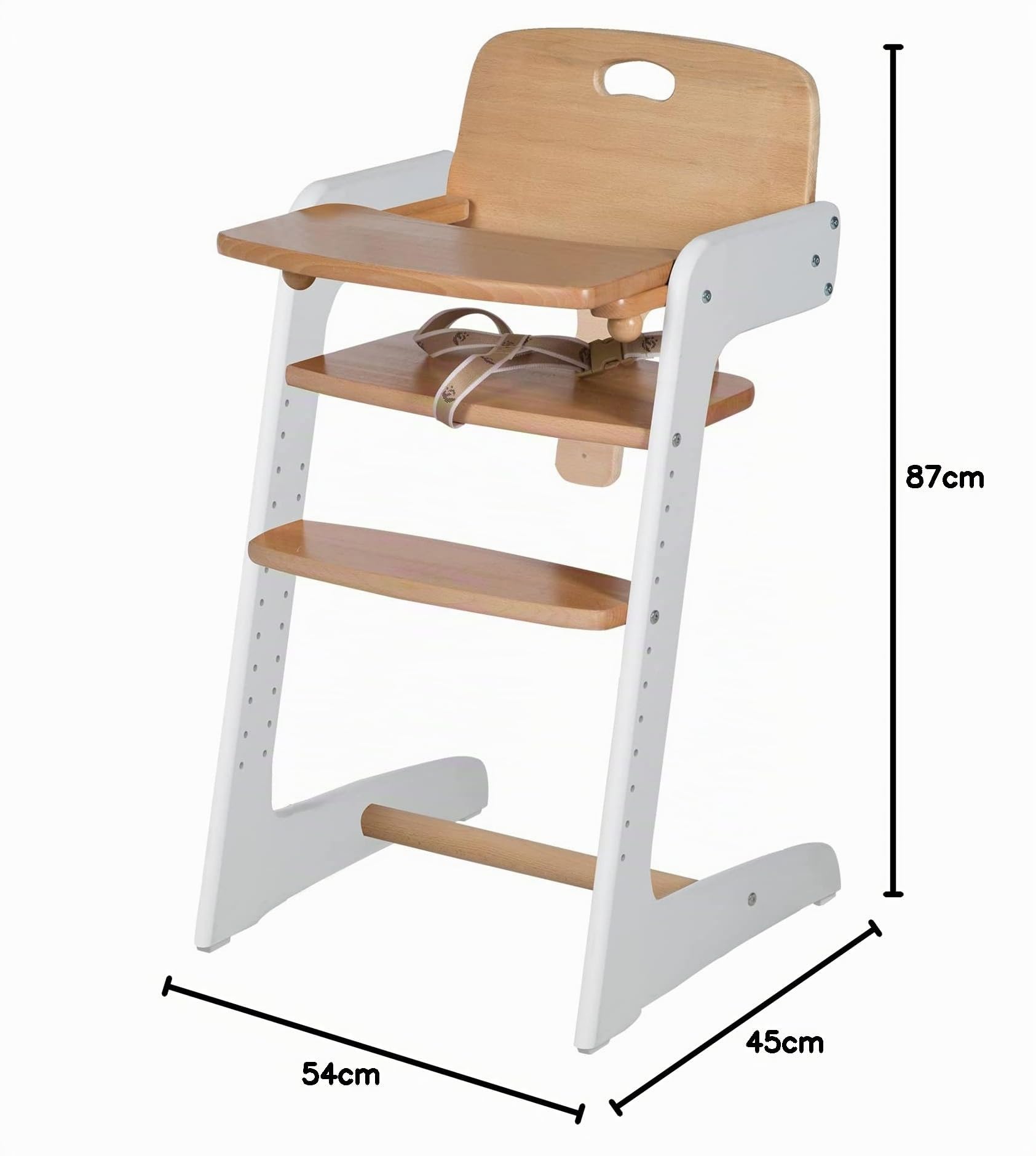 roba Trona Evolutiva de Madera Maciza Kid Up + Bandeja de Comida Desmontable, Altura Ajustable, de 6 Meses hasta 50 kg, Bicolor