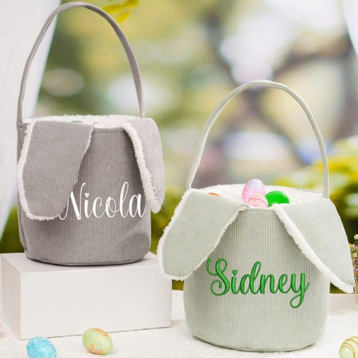 Dangyuxia Custom Easter Basket for Kids,Personalized Easter Basket with Name,Custom Name Baby Basket (Multicolor)