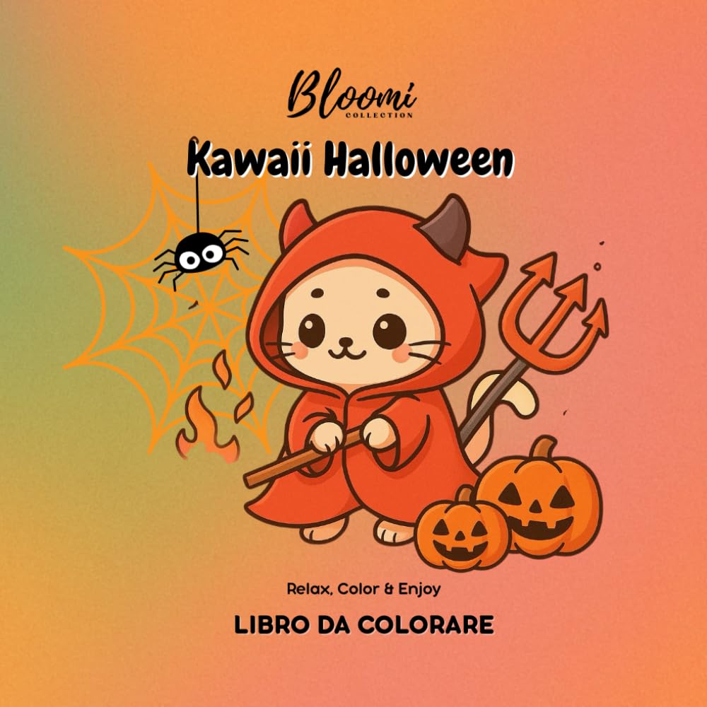 Libro da colorare - Kawaii Halloween: Kawaii Coloring Book per Bambini, Ragazzi e Adulti – Relax, Color & Enjoy (Kawaii Mandala Coloring Book)