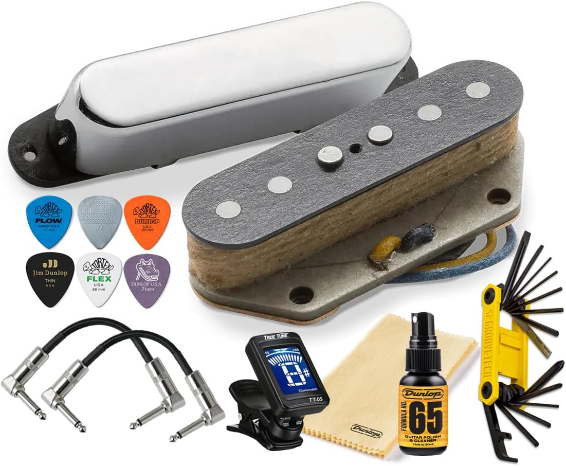 Seymour Duncan Brad Paisley La Brea Tele Single Coil T-Style Pickup Set with Tonebird Tool, Patch Cable, Polish, Picks, True Tune Tuner Bundle 11201-09