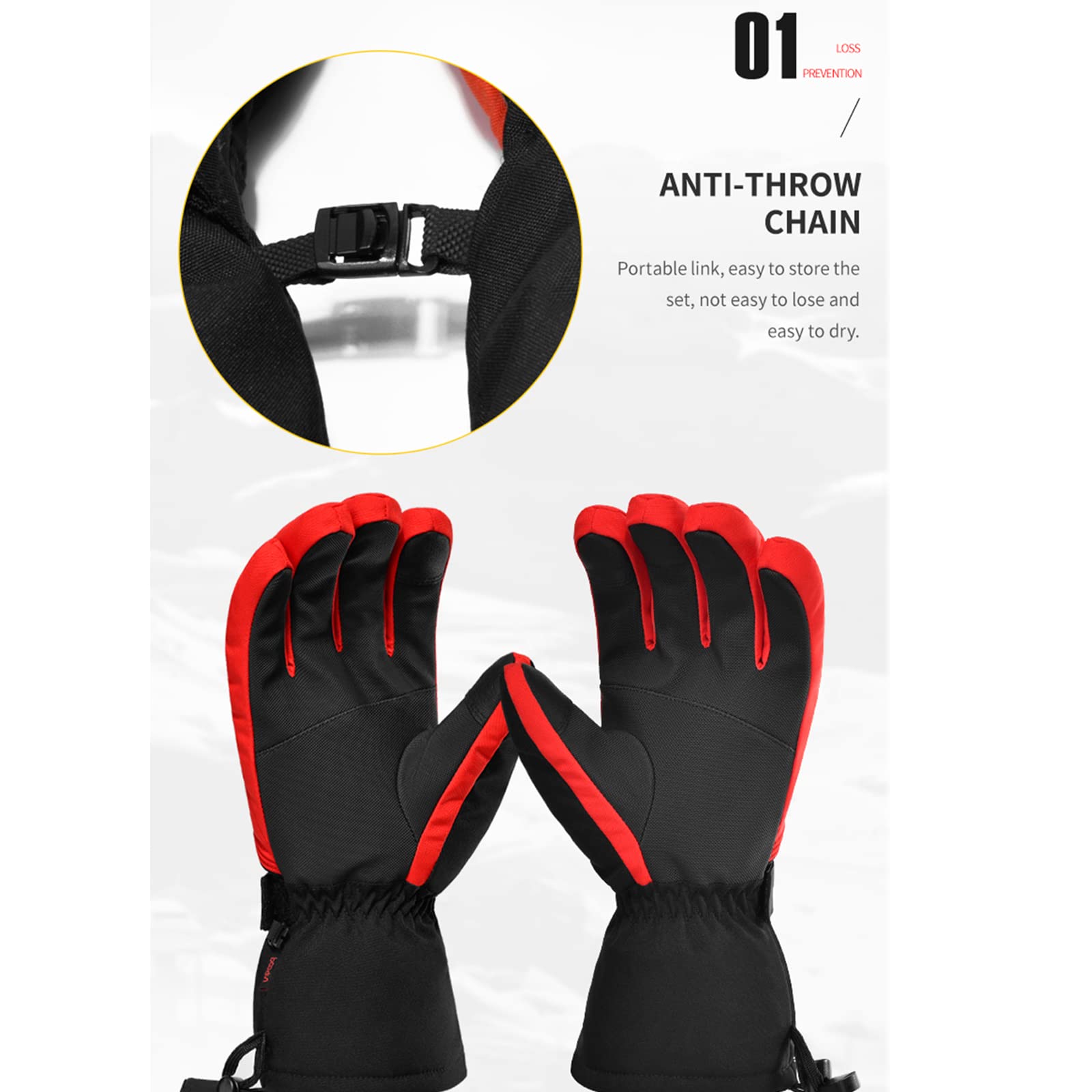 Ski Neige Gants Écran Tactile Hiver Chaud Doigt Complet Étanche Moto Thermique Épaissir Gants de Snowboard