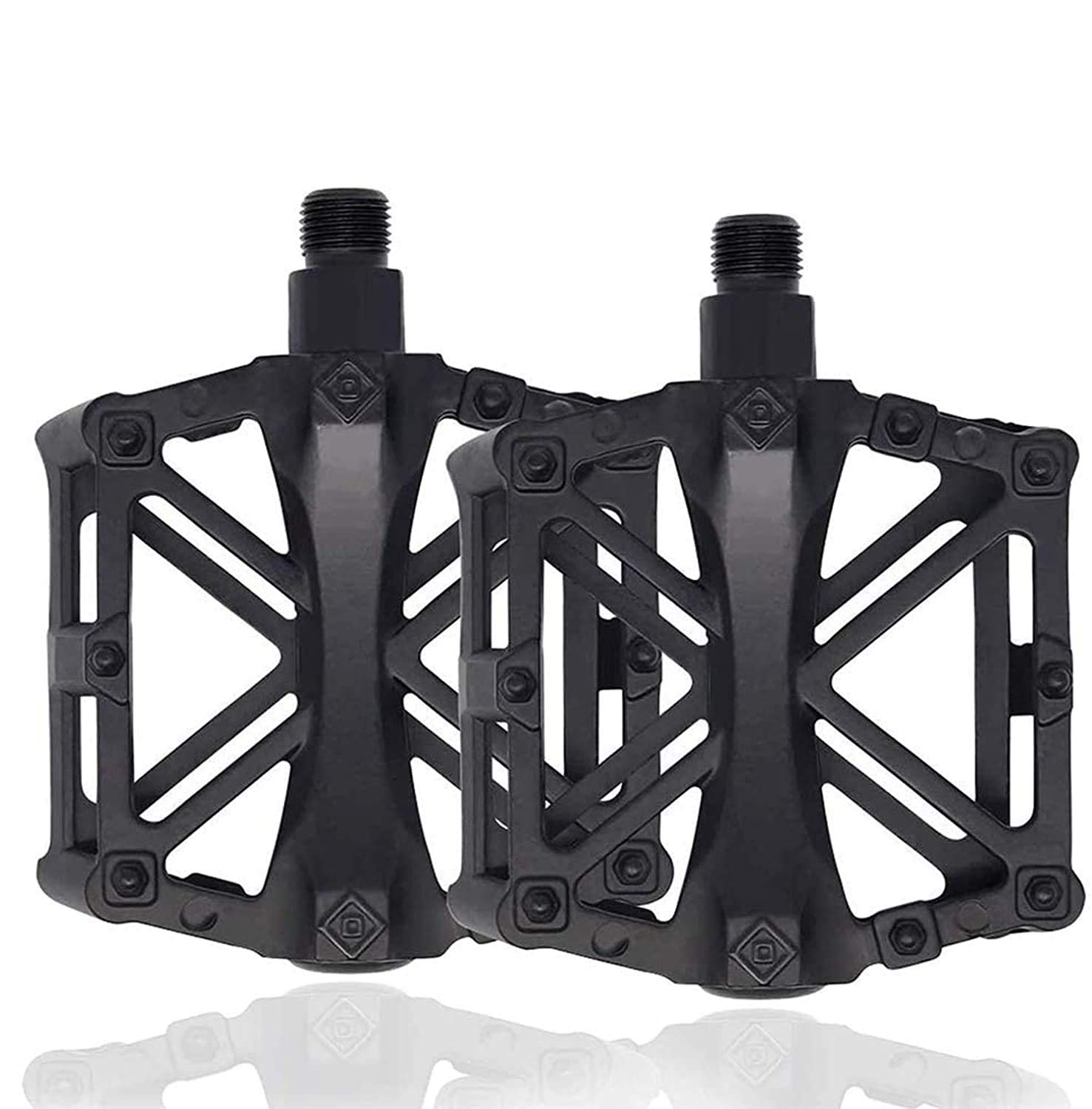 DELFINO Aluminum Cycling Bike Pedals,9/16 inch Bicycle Pedals Bike for Road/Mountain Bike with Super Bearing Pedals Lightweight Stable Plat with Anti-slip Cycling Bike Pedal