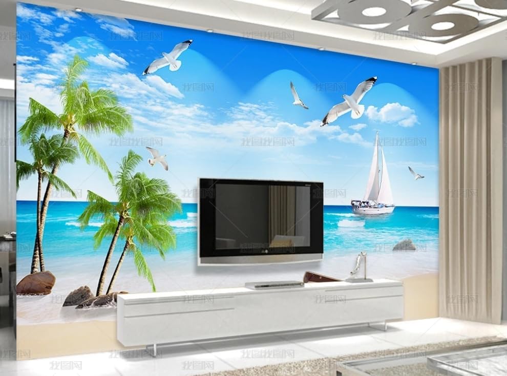 Papier peint intissé vues de plage poster géant mural pour salon et chambre 450x315 cm
