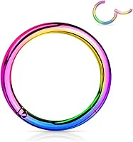 Vista 29 de Forbidden Body Jewelry - Piercing para la nariz de acero quirúrgico 316L con bisagra, 14G, 16G, 18G, diámetro de 15/64, 5/16, 25/64, 15/32 pulgadas