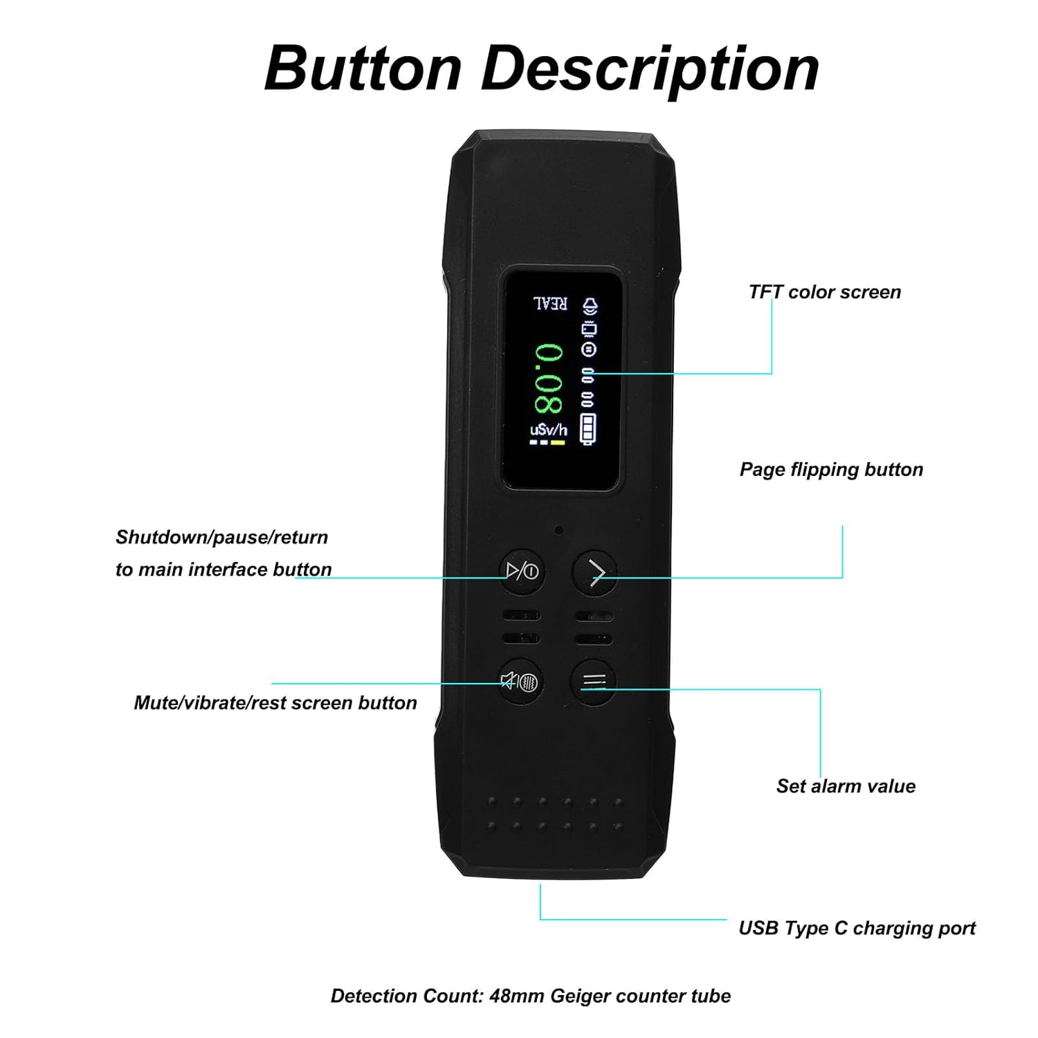Marhynchus Nuclear Radiation Detector with Sound Light Alarm & HD LCD Display, High Sensitivity Geiger Counter for Home Hospital Lab Use, Detects γ X β Rays