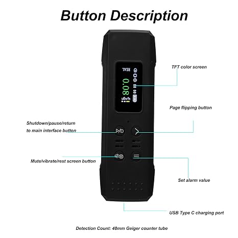 Yunseity Counter Nuclear Radiation Detector, Beta Gamma X Ray Nuclear Radiation Dosimeter with Sound Light Alarm, LCD Display Digital Radioactive Tester (Black)
