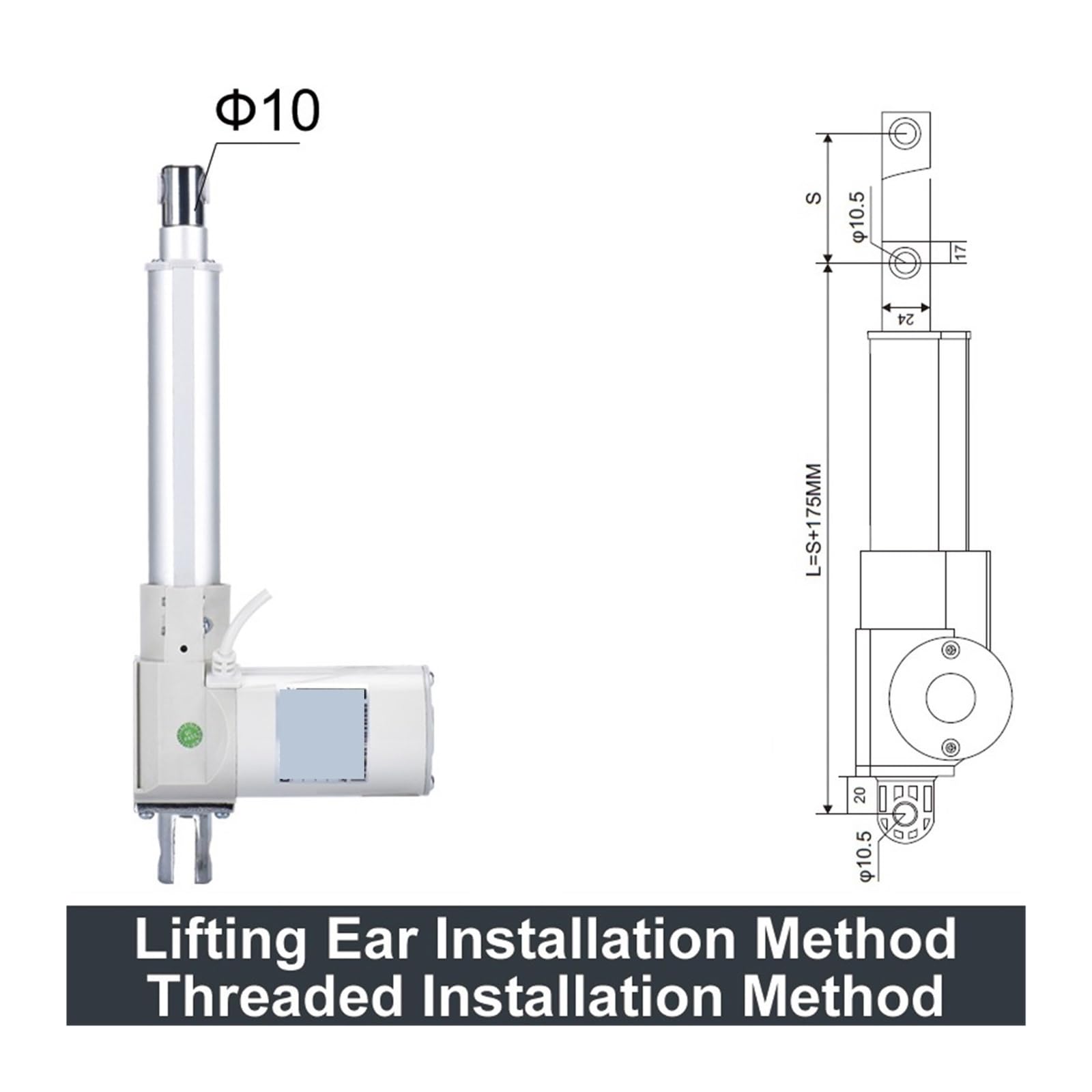 DC24V Motor Controller Linear Actuator 750mm-1000mm Travel Robotic arm Stainless Steel Tail(24V 800MM Stroke,8000N)
