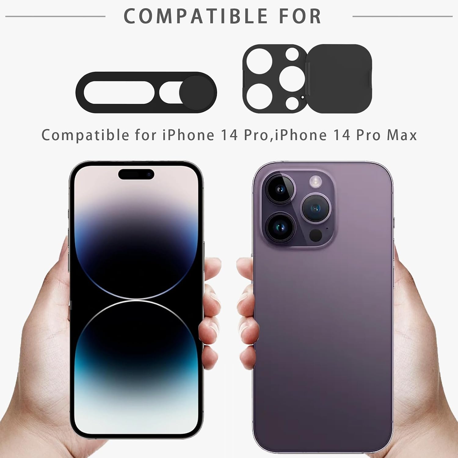 Privacy Cover Compatible for iPhone 14 Pro/14 Pro Max with Front Camera Cover,Protect Privacy and Security But Not Affect Facial Recognition（2Pack）