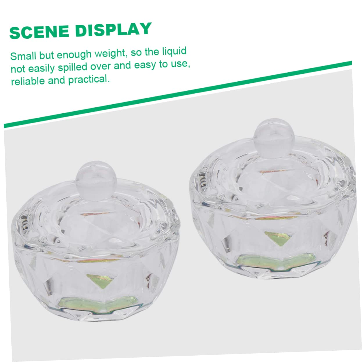 3pcs Crystal Glass Nail Art Cup Set Nail Dip Powder Kit Lid for Professionals Salons Artists