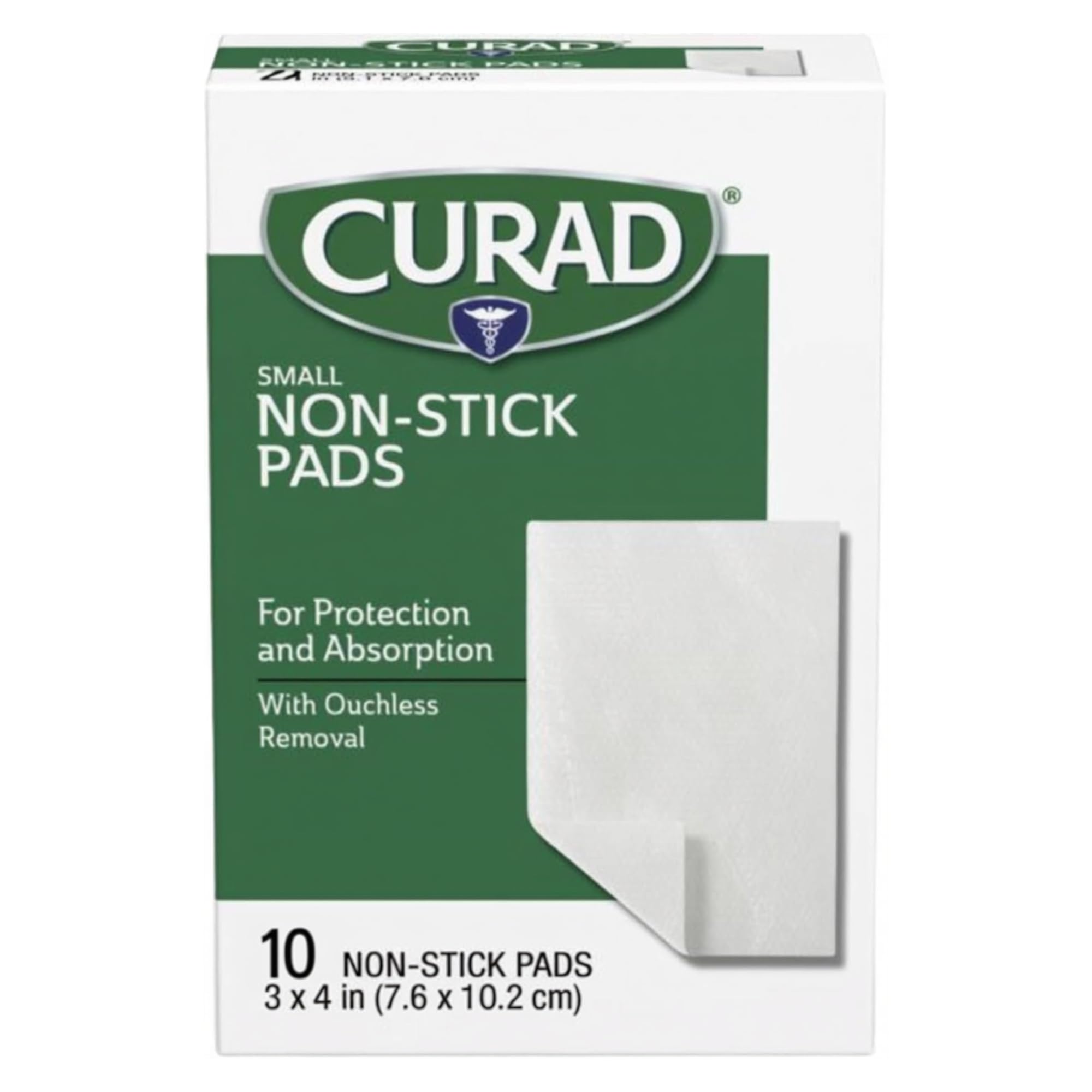 CURAD Sterile Non-Stick Pads, Medium, 3 x 4 in, 10 Count