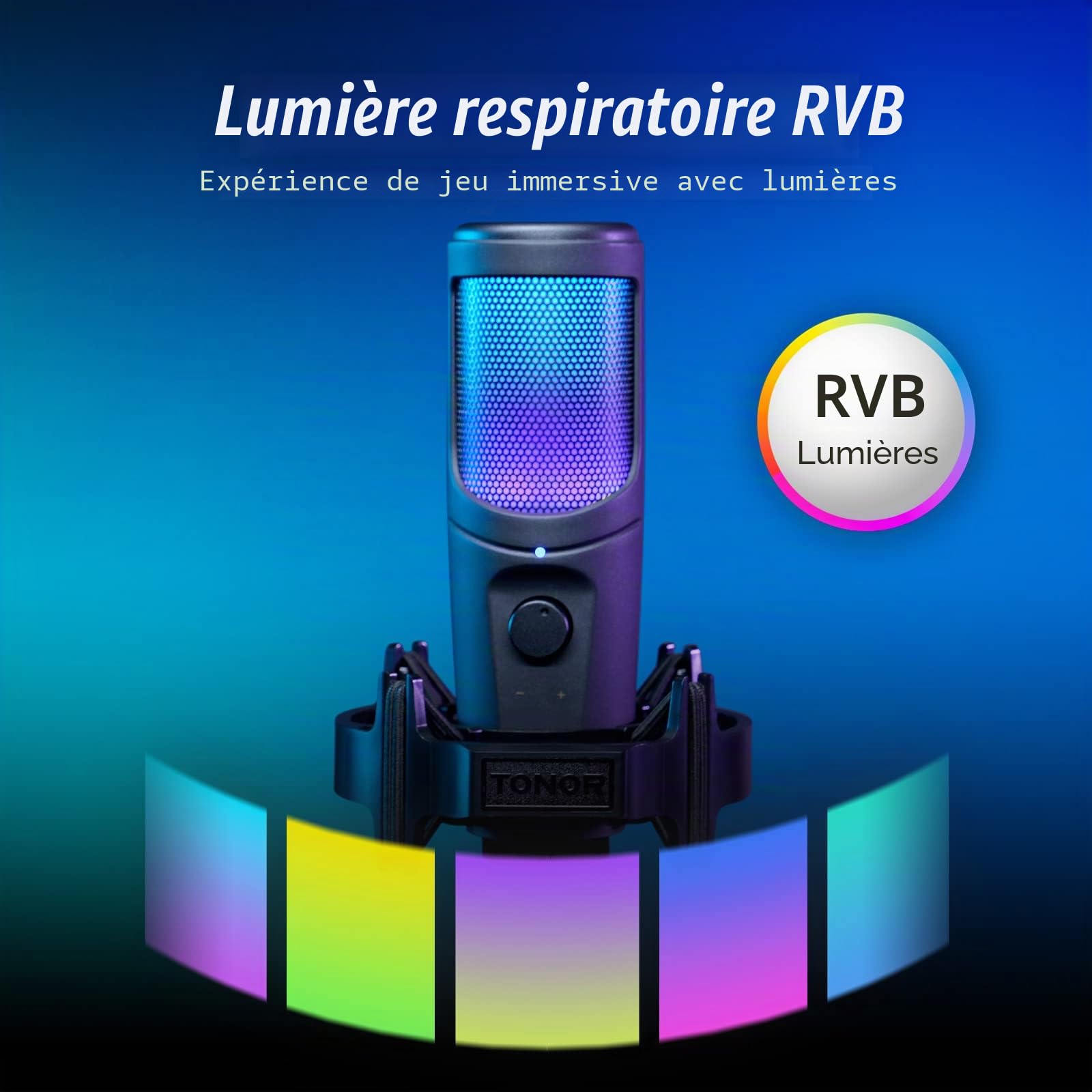 TONOR Micro USB Gaming RGB pour PC avec Bras Articulé, TC40