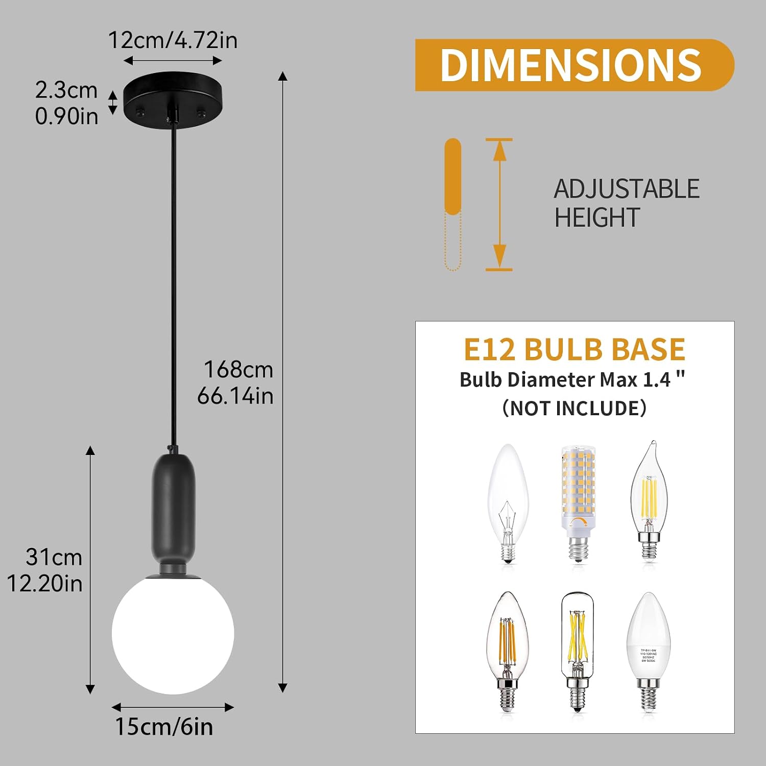 Modern Black Pendant Light Hanging Fixture Light for Kitchen Island,Mid Century White Globe Glass One Light Pendant Lighting for Dinning Room Living Room Bedroom Entryway(3-Pack)