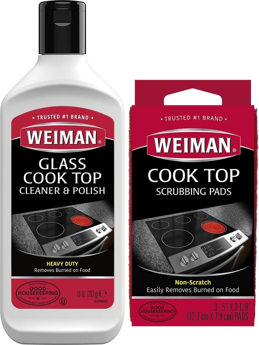 Ceramic and Glass Cooktop Cleaner - Heavy Duty Cleaner and Polish - 283g - 3 Scrubbing Pads