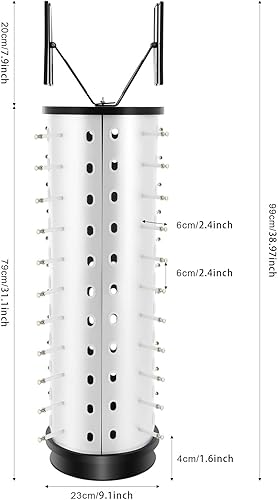 Miniatura 6 de 44 pares de soportes redondos para gafas, exhibición giratoria de 360 lentes de sol, organizador independiente con espejos ajustables y soporte de