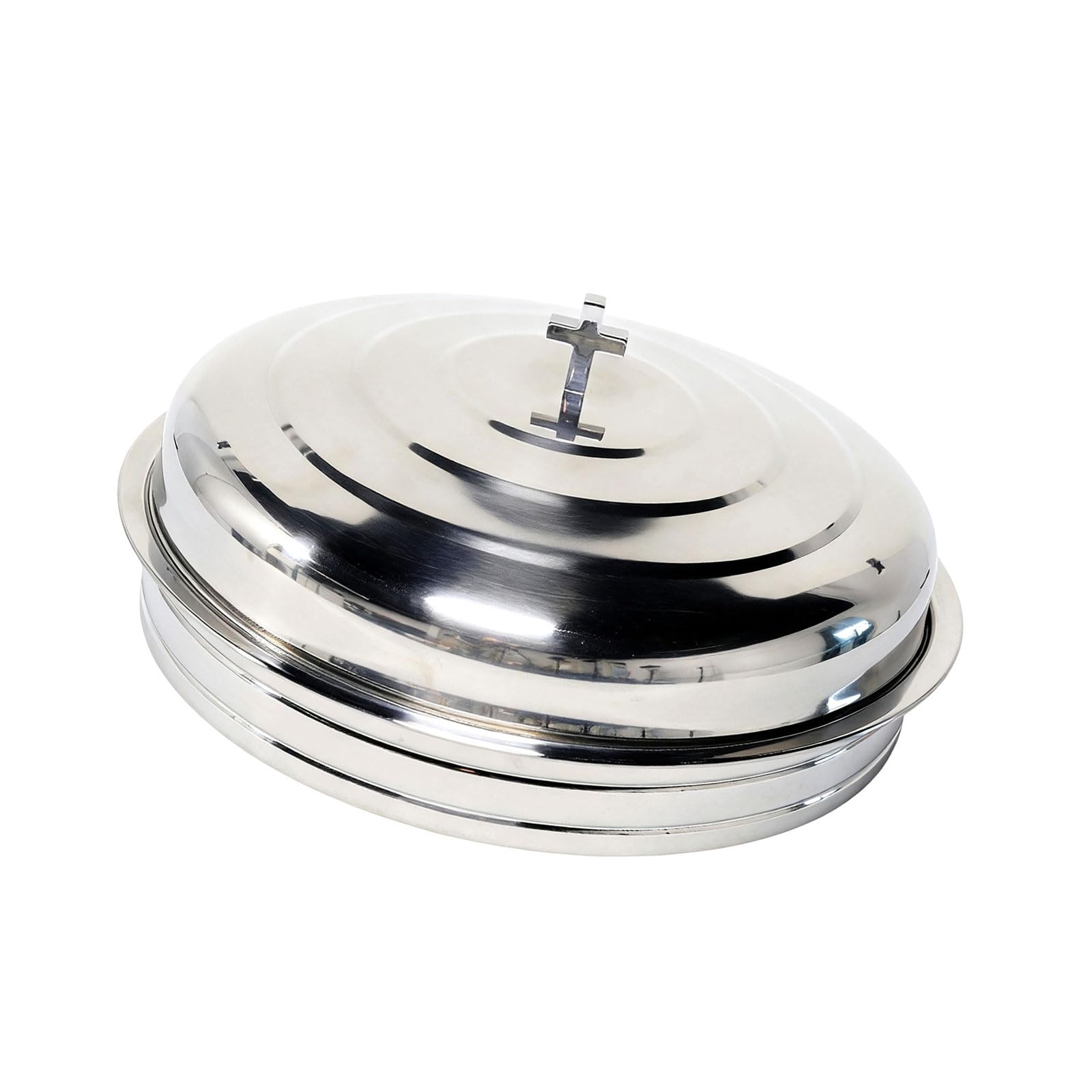 Vassoio in acciaio inox per comunione, design a 72 fori con coperchio, grande capacità, per servizi religiosi, forniture in acciaio inox