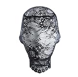 Sekexi Lace Black Full Face Mask Sexy Fully Hollowed Perspective Mesh Headwear Women Private Masquerade Ball Party Outfits (Sexy Lace, Floral)