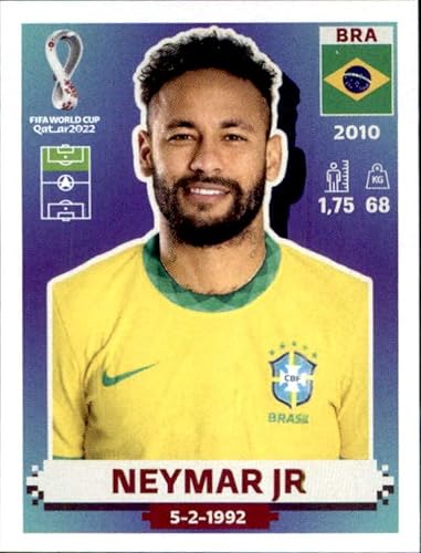 Pegatinas de Panini 2022: Camino a la Copa Mundial de la FIFA Qatar 2022 #BRA17 Neymar Jr Brasil Tarjeta de fútbol