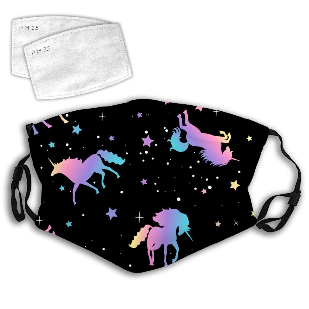Unicorn and star silhouettes Unisex Adult Youth Anti Dust Mouth Breathable Adjustable Earloop Mouth With Filter
