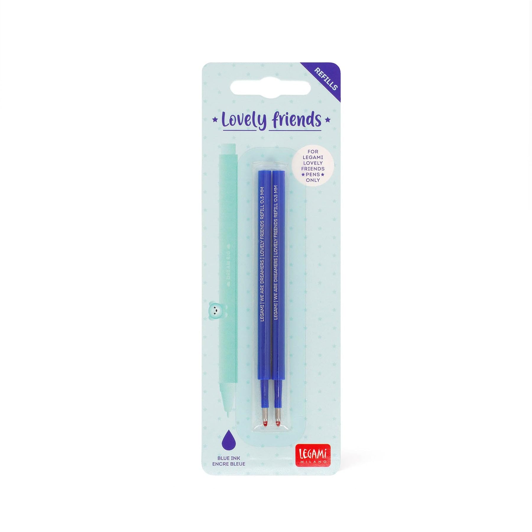 LEGAMI Lovely Friends Refill Set - Blue Ink - 0.5mm Tip Diameter - Set of 2