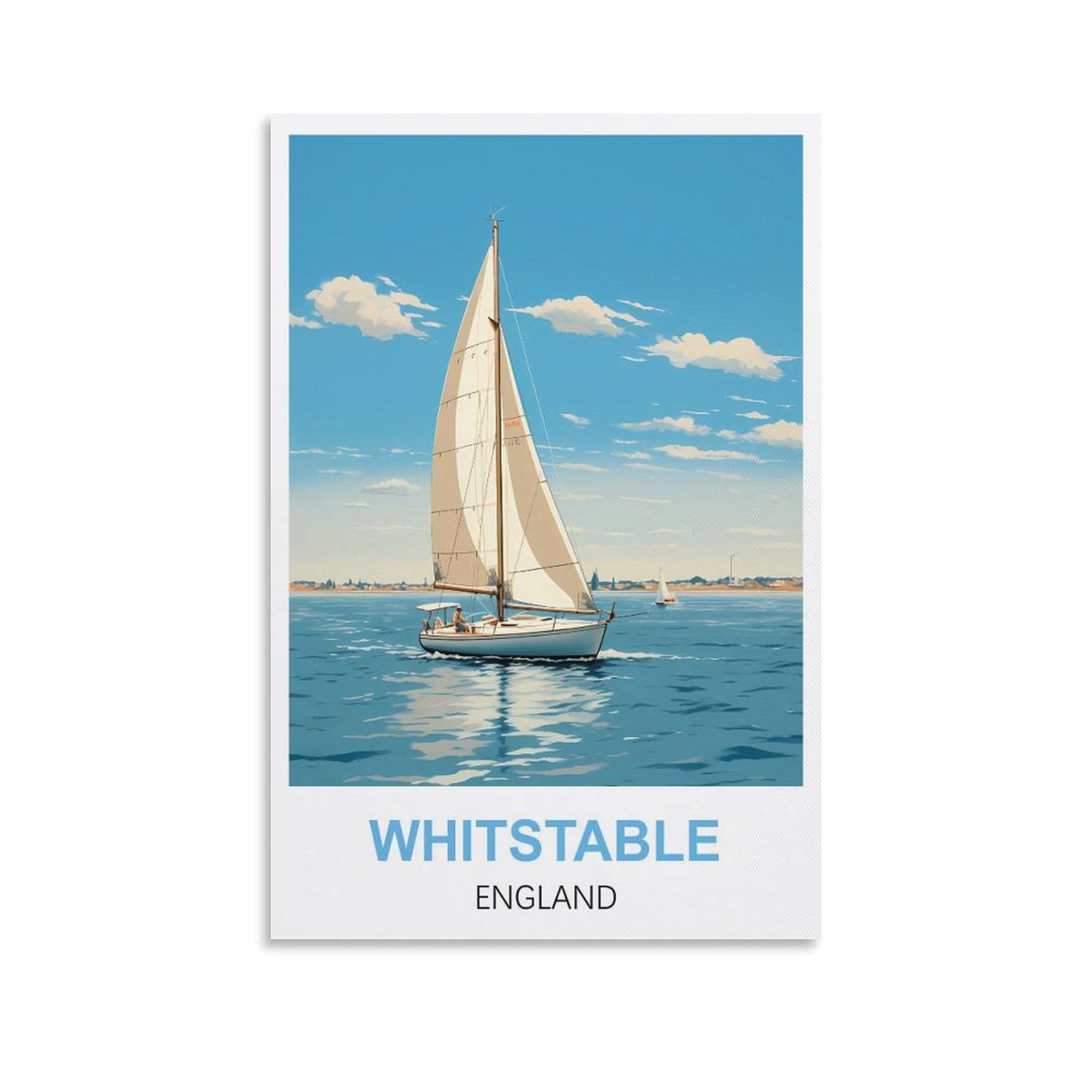WGMDOEE Whitstable England Vintage Travel Posters 08x12inch(20x30cm) Canvas Poster Living Room Wall Art Home Decor