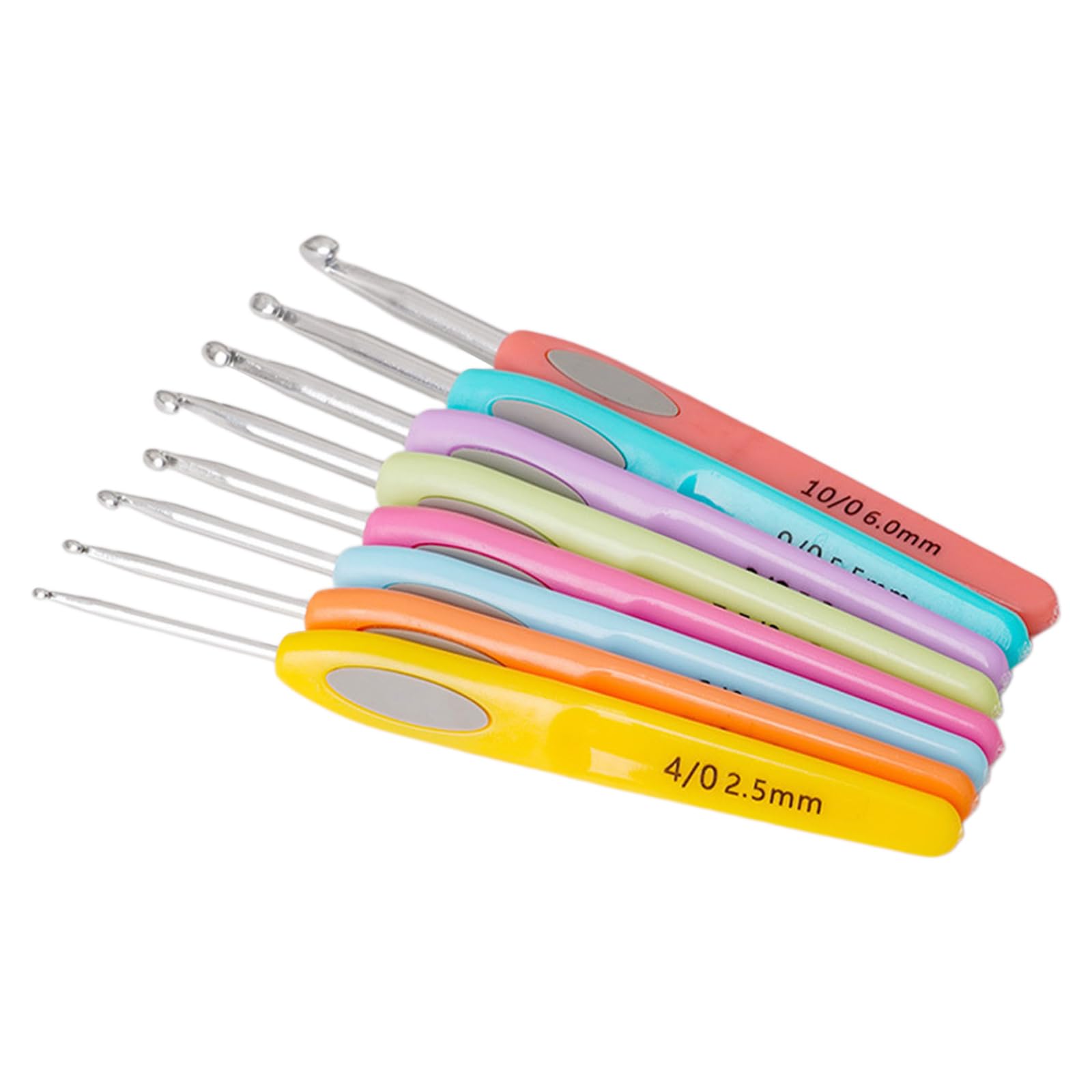 Tsophreniq 8Pcs Ergonomic Crochet Hook for Beginner Hobbyist, 8 Size Long Handle Hook Needle 2.5mm-6mm Knitting Project Tool