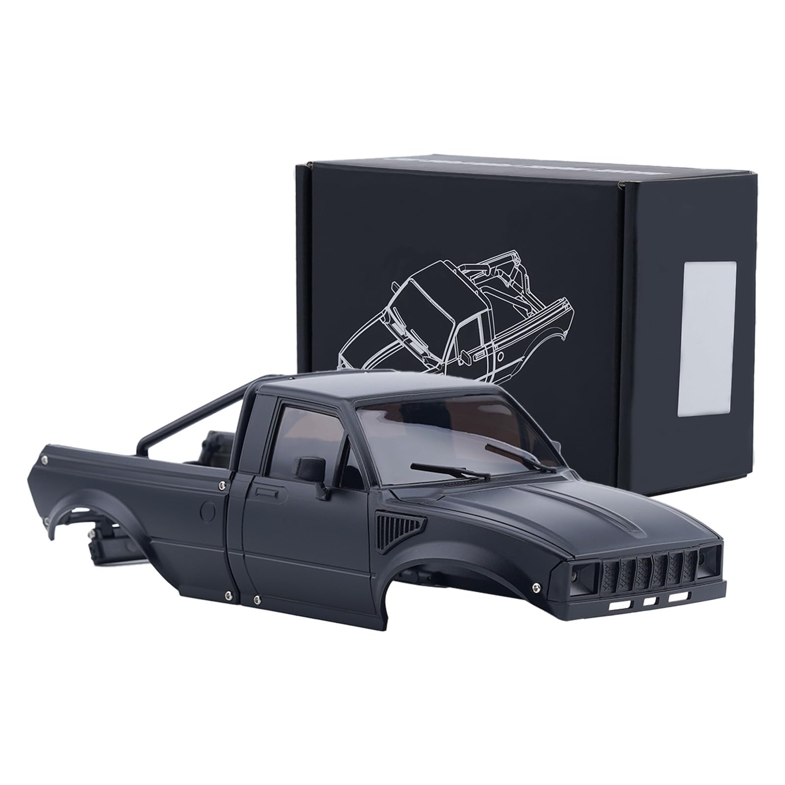 DJX SCX24 Body Shell with Bed Rack for Axial SCX24 C10 Bronco Wrangler Base Camp 1/24 RC Crawler Car (Black)