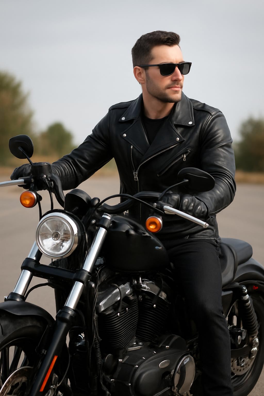 TONY BACKER - Giacca Pelle Uomo, Giubbotto da Biker in Ecopelle Con Cintura In Vita, Comoda Per la Guida, Chiodo Pelle Uomo Con Zip in Metallo e Tasca Interna