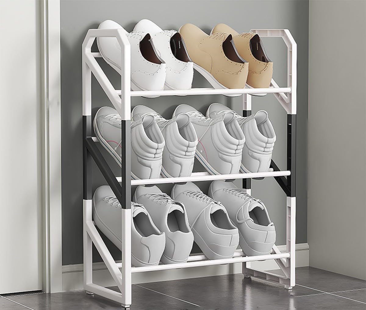 Shoe Rack Small Mini Shoe Organizers, Slim Shoe Shelf Lightweight Shoe Storage Shoe Stand Organizer for Sturdy Narrow Closet Entryway, Hallway and Corner Space Saving