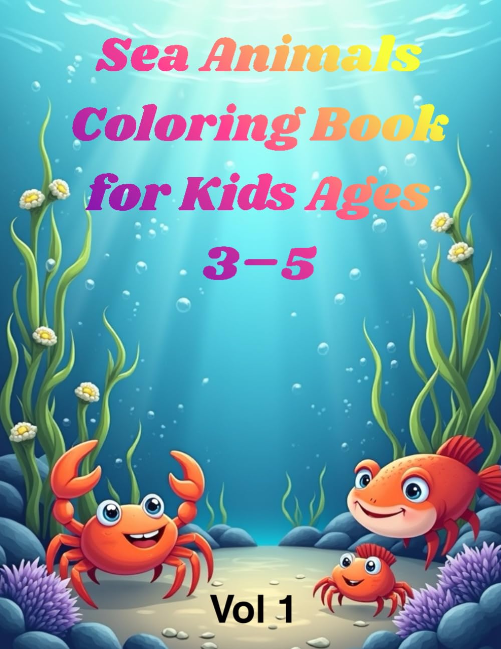 Sea Animals Coloring Book for Kids Ages 3–5: Fun and Simple Ocean Creatures to Color: Fish, Crabs, Dolphins and More