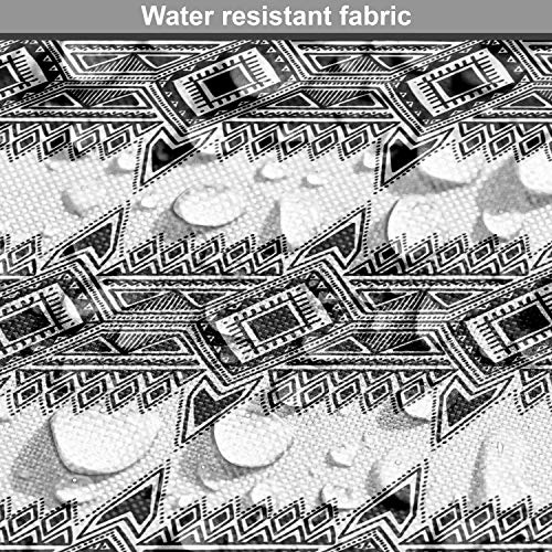 Image of Lunarable Aztec Fabric by The Yard, Retro Style Ornate Mexican Art Elements Symmetrical Pattern Hand Drawn Print, Decorative Fabric for Upholstery and Home Accents, 2 Yards, Ivory Black