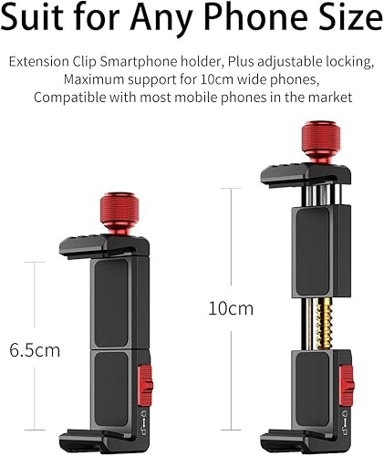 Miniatura 2 de ULANZI ST-14 - Soporte de trípode para teléfono celular, adaptador de aluminio con zapata fría, soporte para teléfono celular de 360°, abrazadera