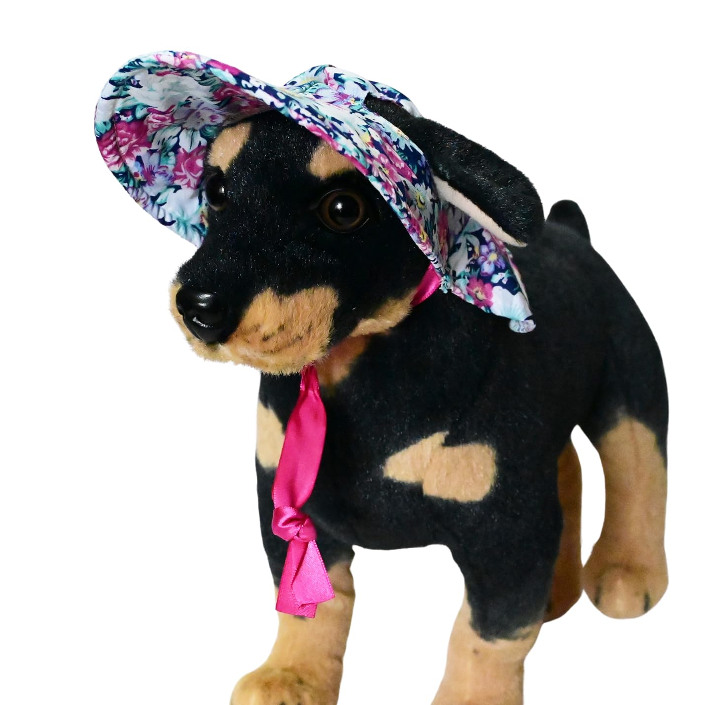 BT Bear Dog Hat,Flower Rural Lace up Pet Sunshade Hat Dog Hats for Medium Large Dogs,Blue L