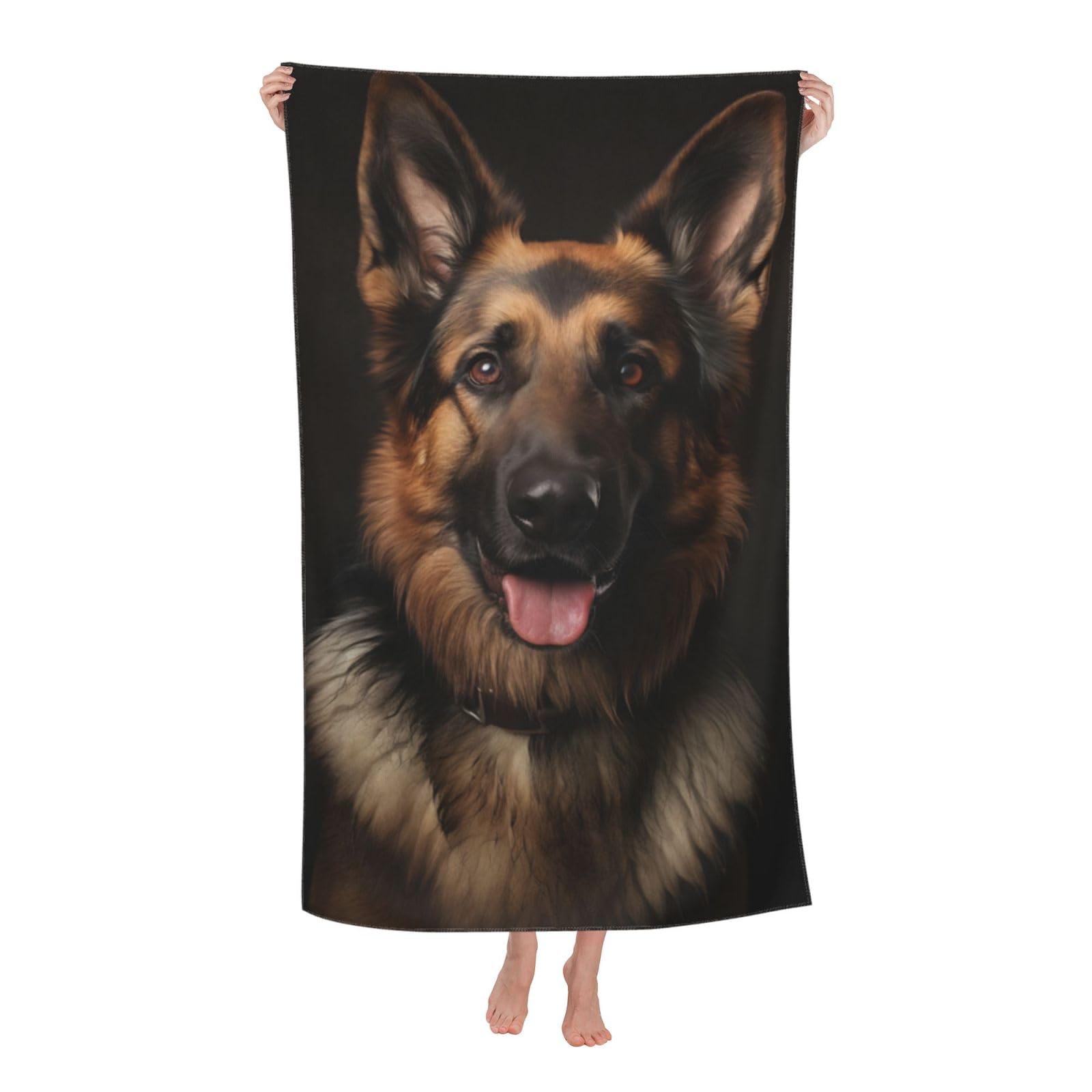 HLBSDM German Shepherd Beach Towel Dog Sand Free Microfiber Bath Towel Ultra Soft Quick Dry Pool Towel Absorbent Towel Lightweight Towel Gifts for Outdoor Bathroom Swimming Decor 31inx51in